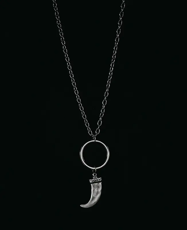 Collar cuerno anilla plata largo IMILOA