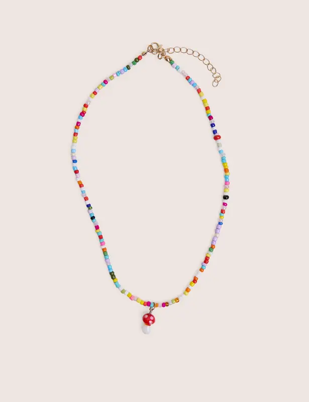 Collar de seta con cuentas multicolores