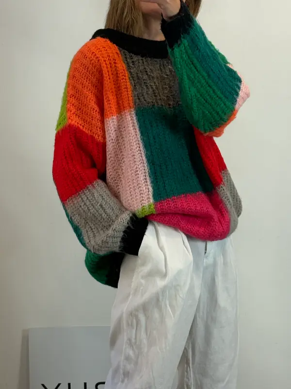 COLLUSION. Jersey largo cuadros colores. T M