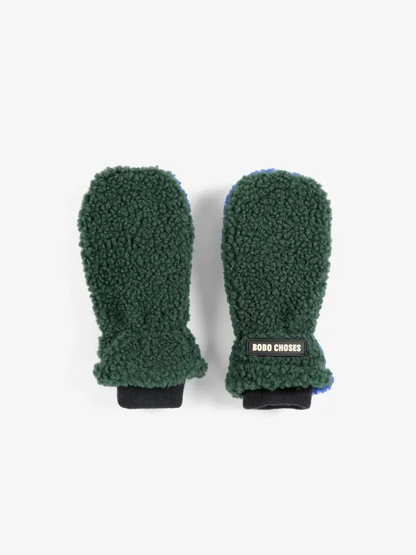 Color Block sheepskin mittens