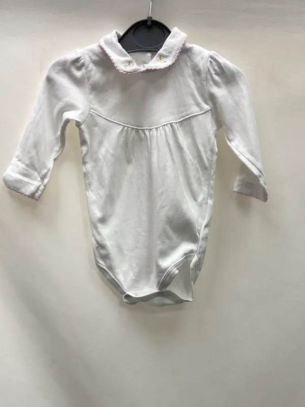 CONIGLIO.Body blanco cuello bordado 6 meses