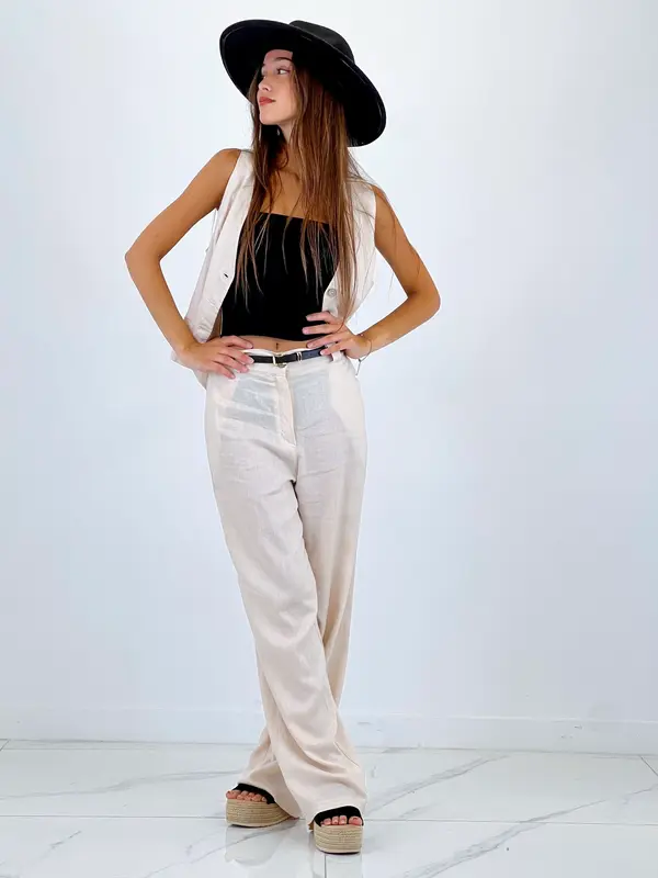 Conjunto chaleco pantalón lino