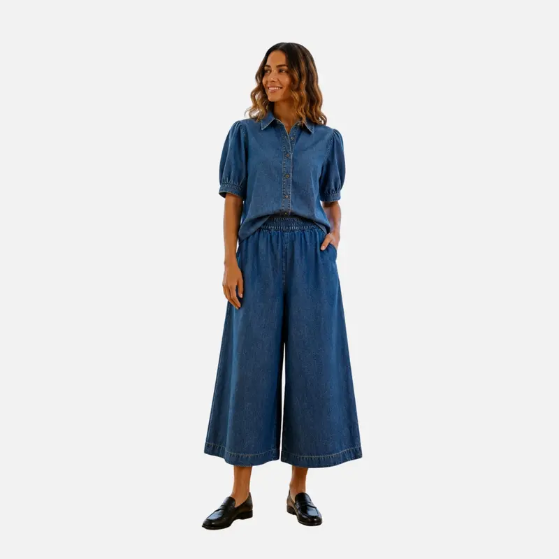 Conjunto de camisa y pantalón culotte vaquero - Freequent