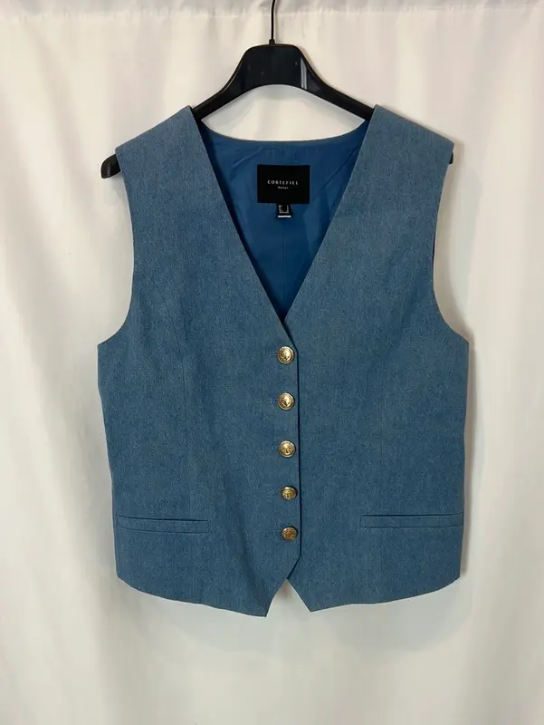 CORTEFIEL. T.Chaleco denim botones s
