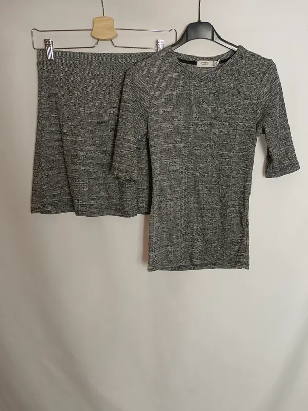 CORTEFIEL. Total look gris jaspeado T.s/m