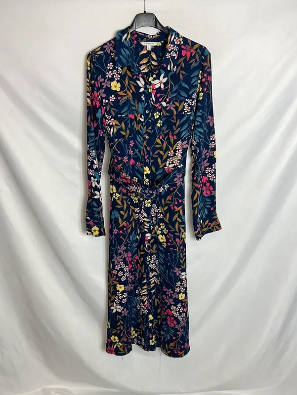 CORTEFIEL. Vestido midi flores fluido. T S