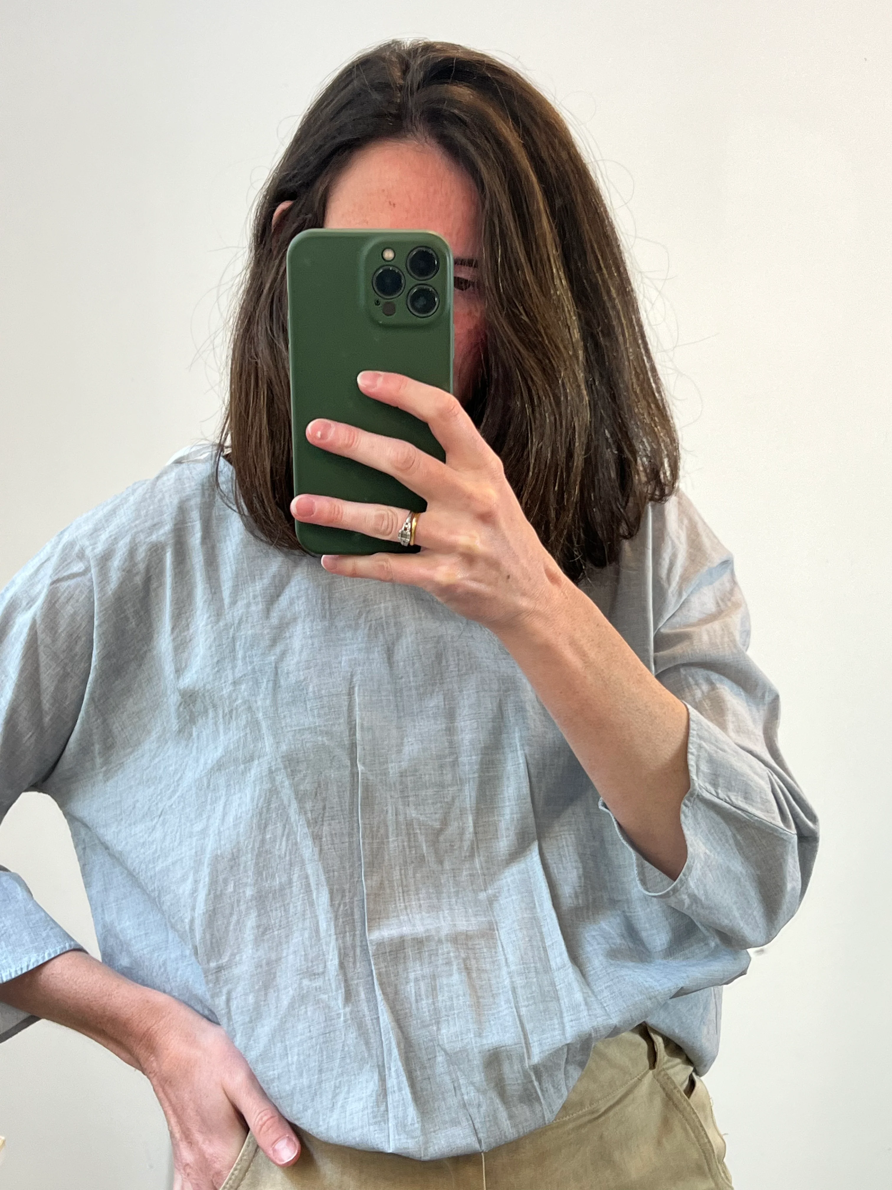 COS. Blusa asimétrica gris jaspeada. T 36