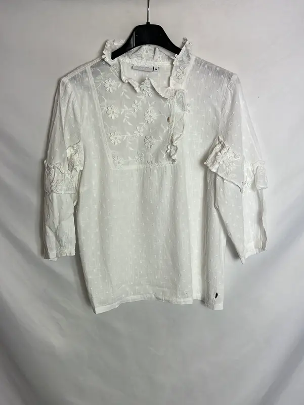 COSTER COPENHAGEN. Blusa plumeti bordados. T 34