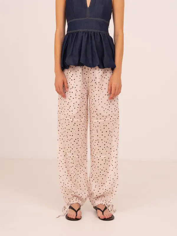 Cream Polka Dot Print FOMO Pants