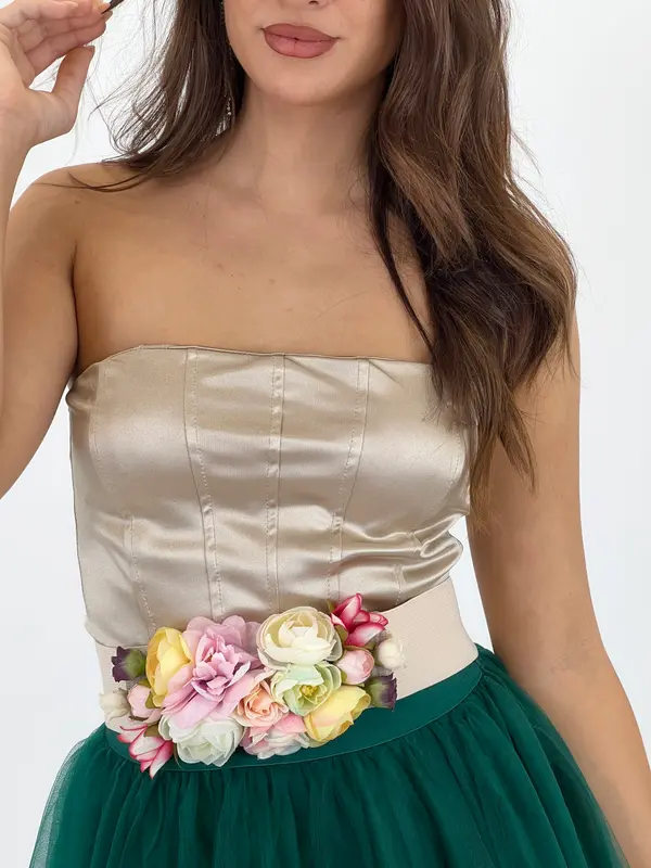 Crop top corsé raso satinado