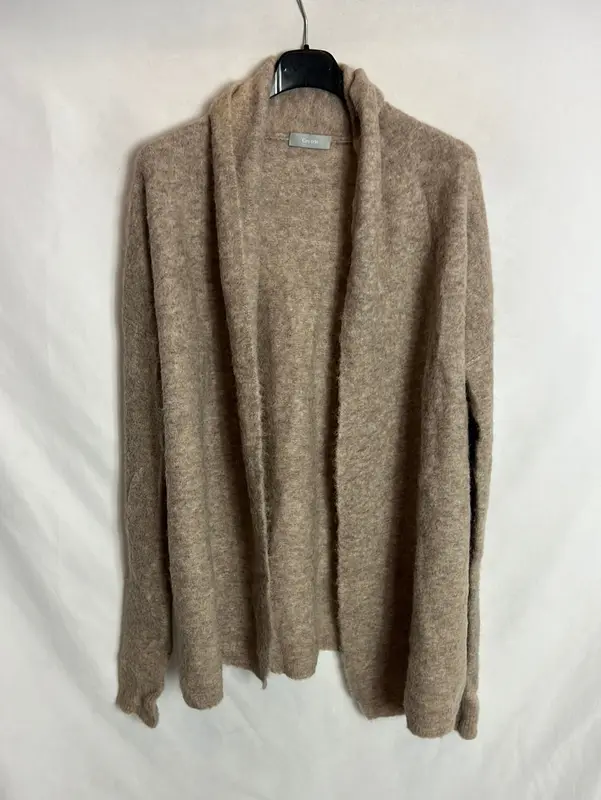 CRU TRIO. Cárdigan beige lana. T 40