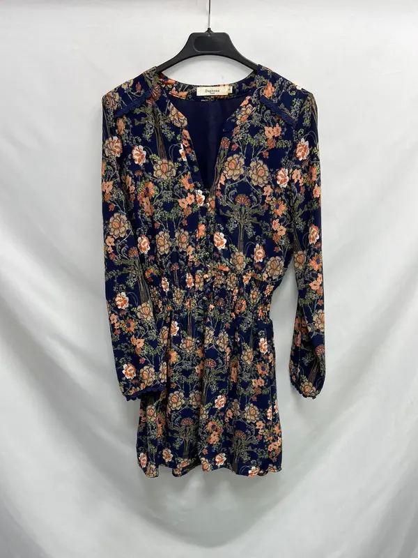 DAPHNEA. Vestido azul flores T.