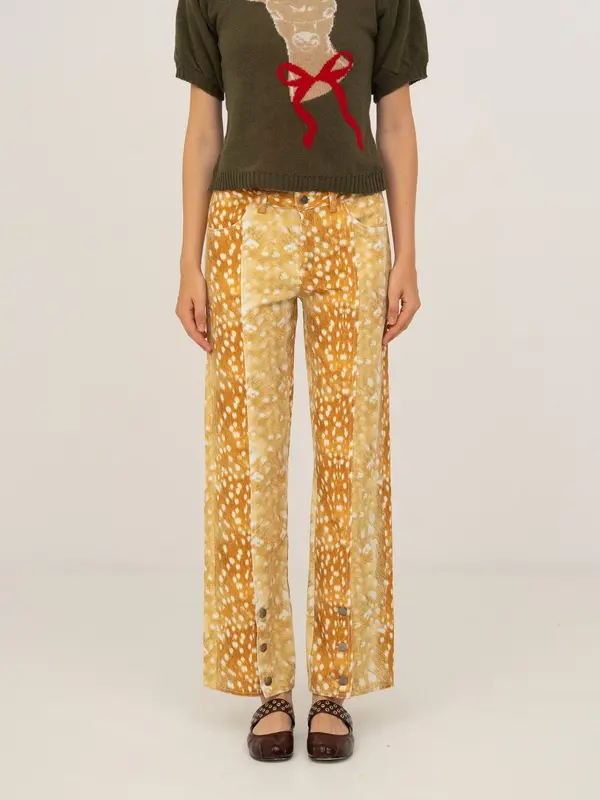 Deer Print Denim Jeans