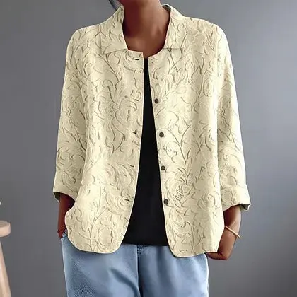 Delphinette | Tone-on-Tone Raised Floral Blouse