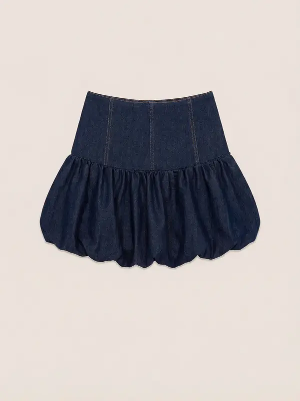 Denim Fawn Balloon Mini Skirt