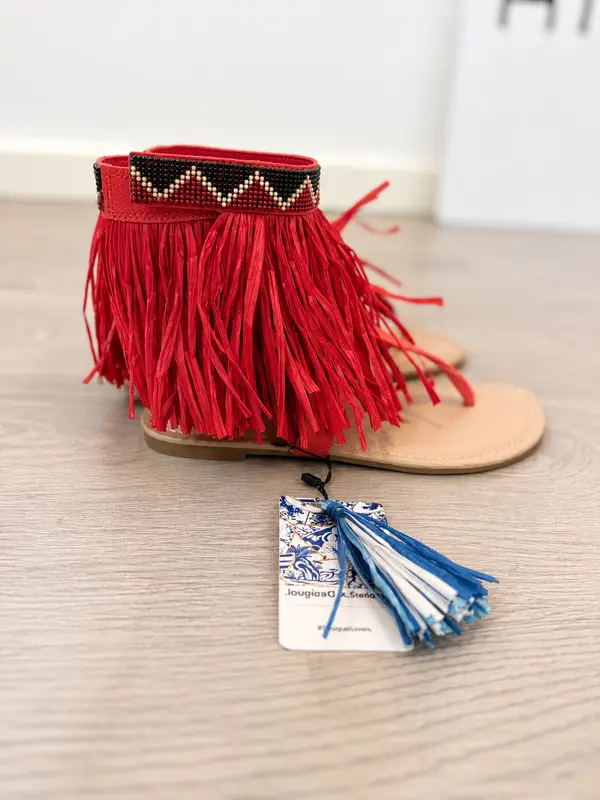 DESIGUAL X STELLA JEAN. Sandalia roja flecos T.36