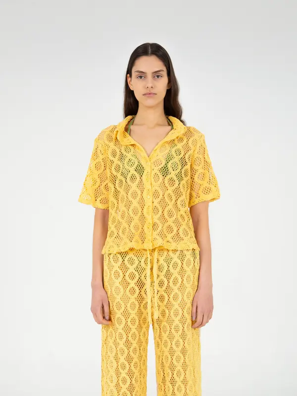 Dexter Yellow Crochet Shirt