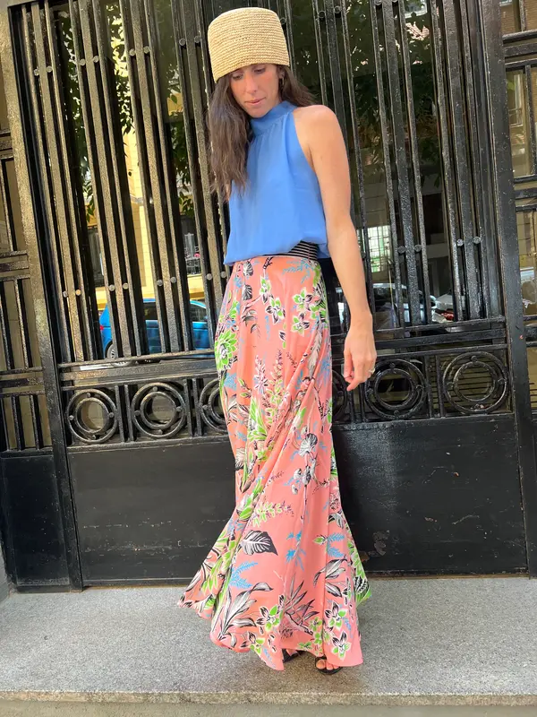 DIANE VON FURSTENBERG. Falda larga estampada seda