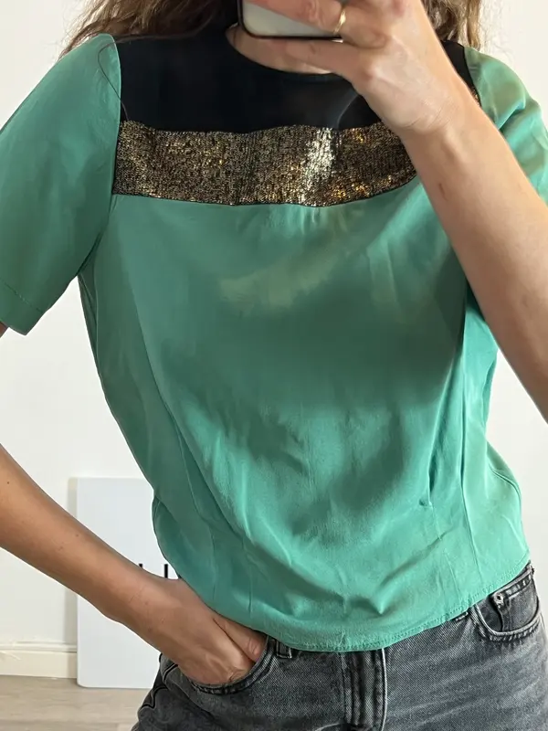 DIANE VON FURSTENBERG. Top seda tricolor. T S