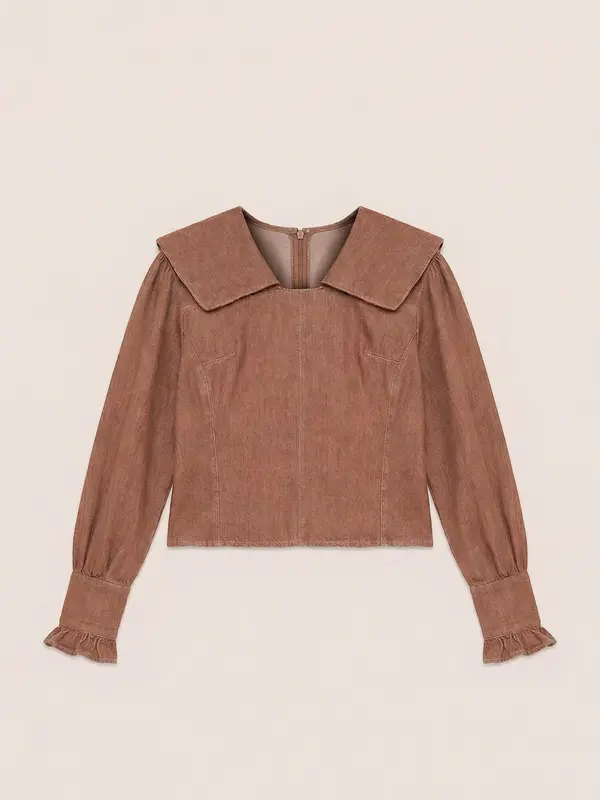 District Brown Denim Blouse