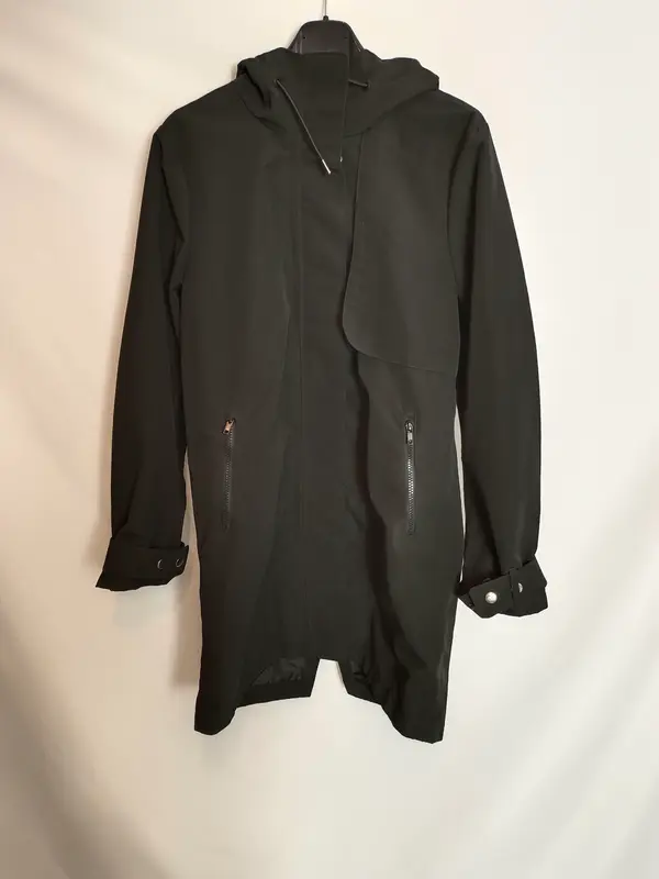 DUNNES. Abrigo negro capucha T.m