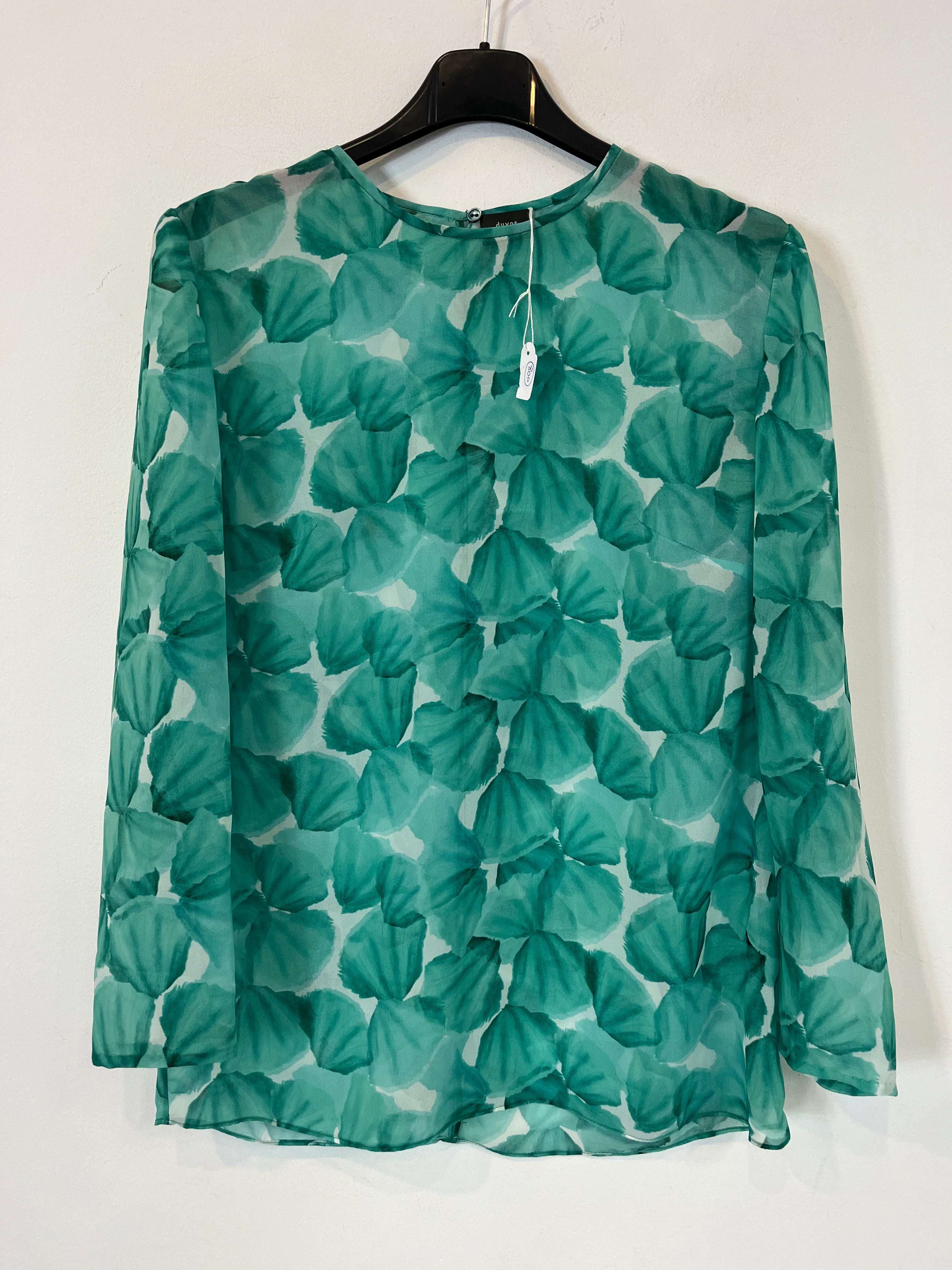 DUYOS. Blusa fluida estampado verdes. T S