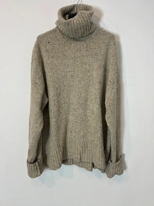 ECOALF. Jersey beige jaspeado cuello vuelto. T M
