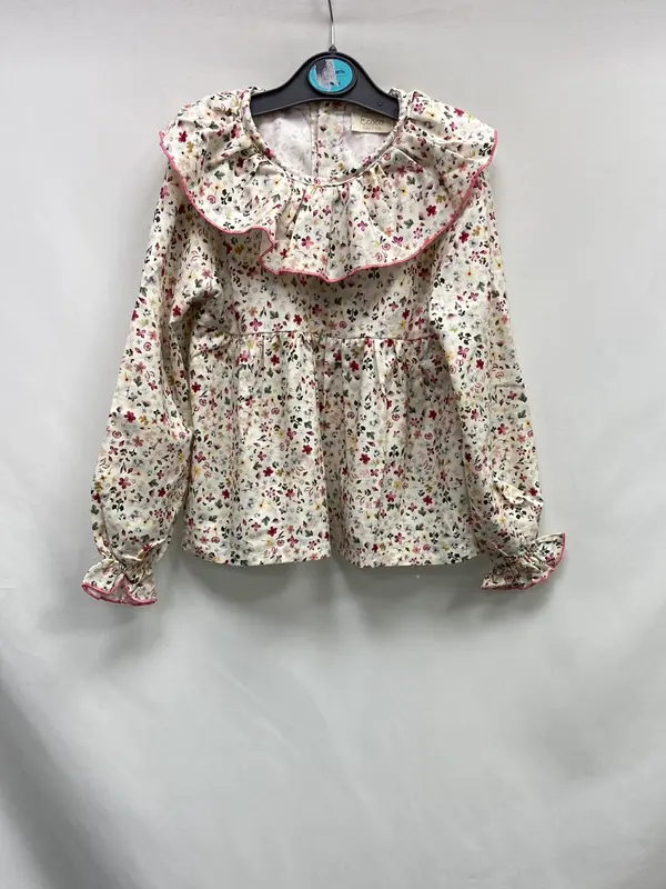 ECOCÓ. Blusa beige flores T.5 años