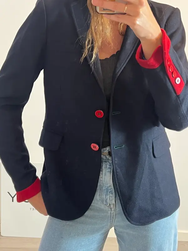 EL GANSO. Blazer lana azul botones rojos. T 44(L)