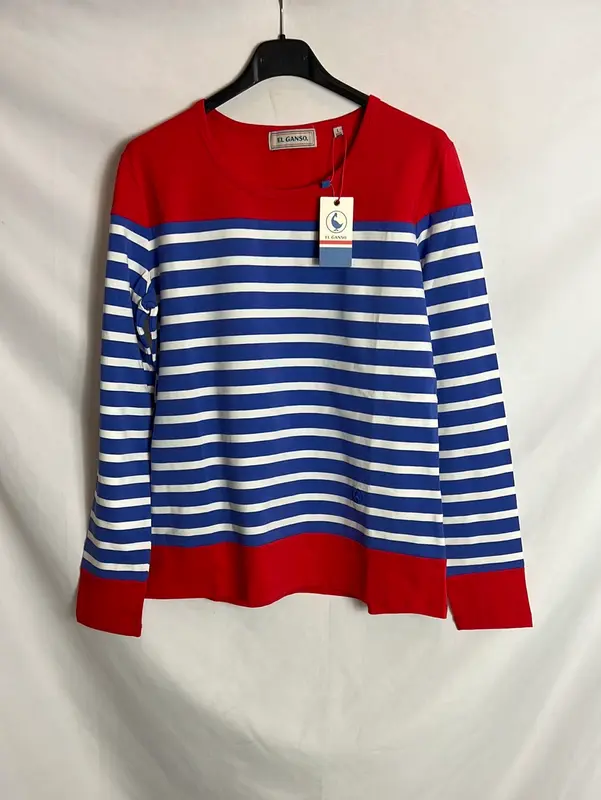 EL GANSO. Camiseta manga larga rayas elástica. T L
