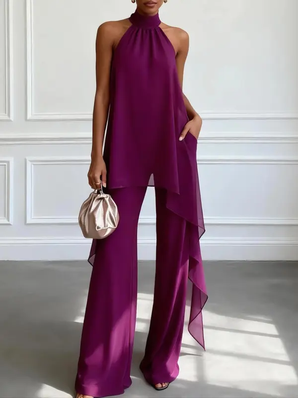 Elegante Conjunto Violeta de Dos Piezas