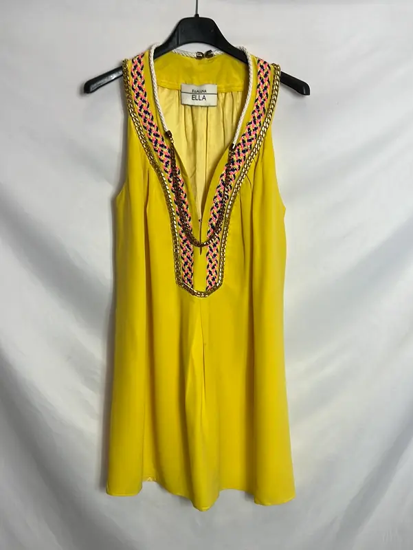 ELLA LUNA. Vestido amarillo collares TU (S/M) (tara)