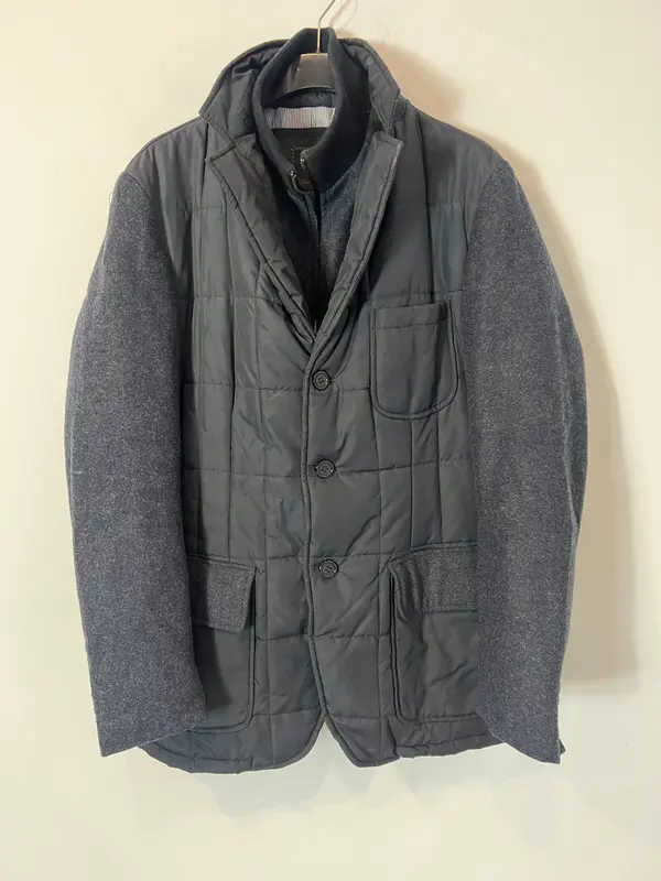 EMIDIO TUCCI. Chaqueta hombre azul doble textura. T M