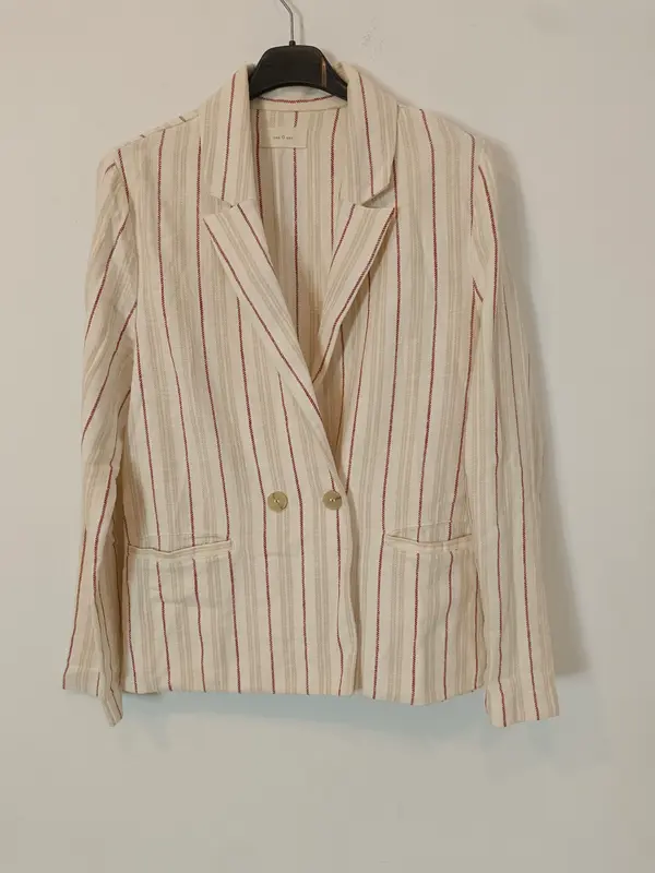 ESE O ESE. Blazer algodón beige rayas T.s
