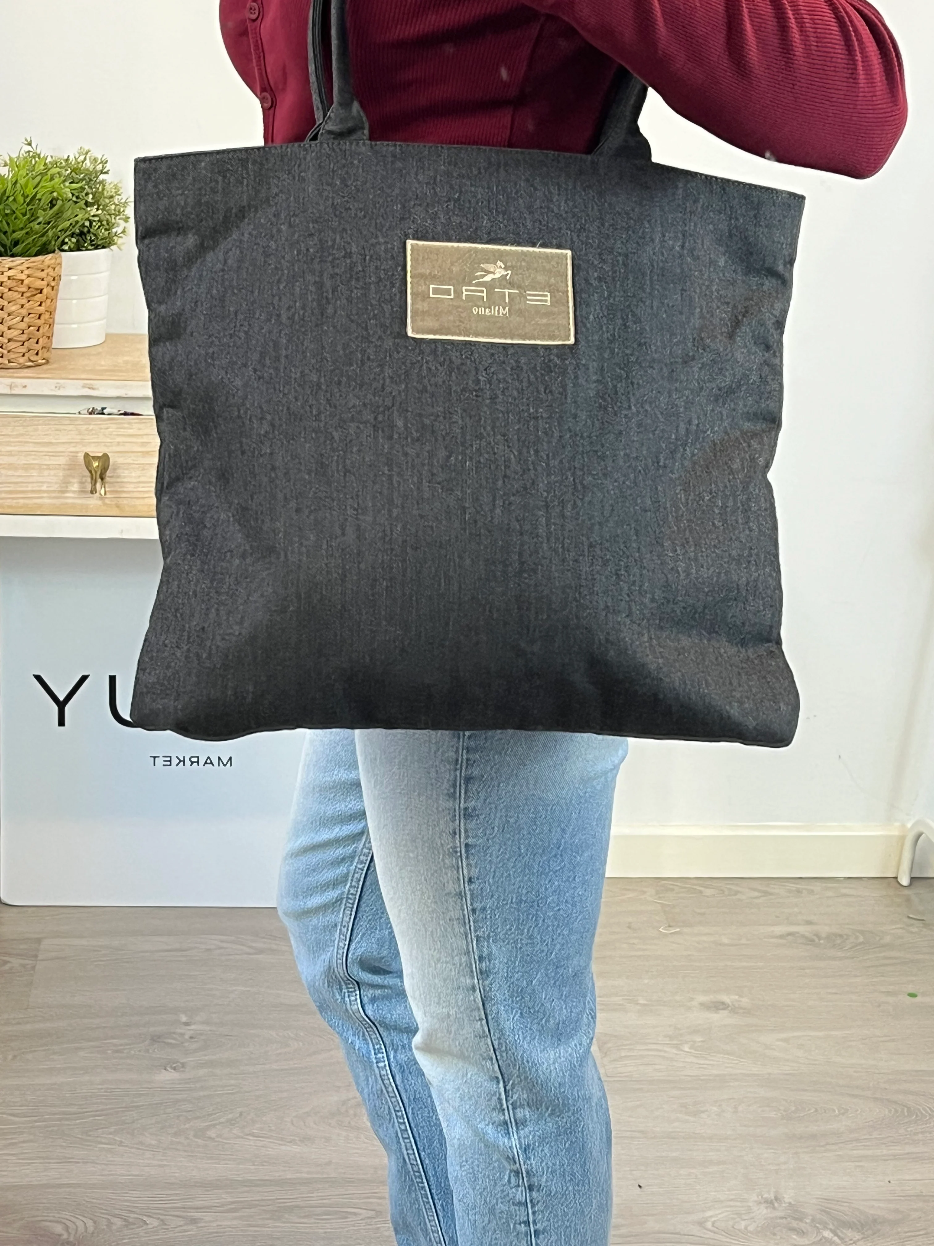 ETRO. Bolso tote gris logo