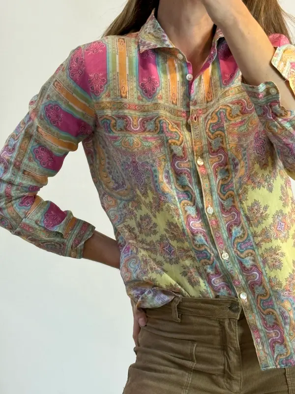 ETRO. Camisa estampado colores lino