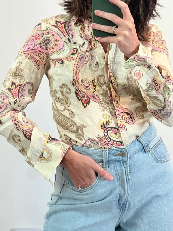 ETRO. Camisa lino estampada . T 34