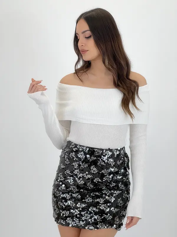 Falda combinada lentejuelas