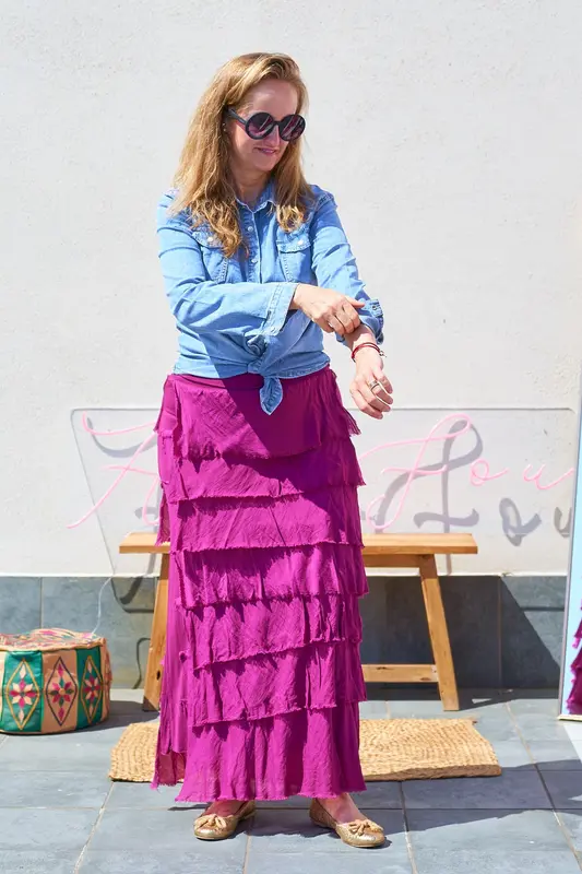 Falda de Volantes de Seda