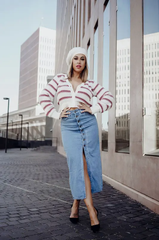 Falda denim botones