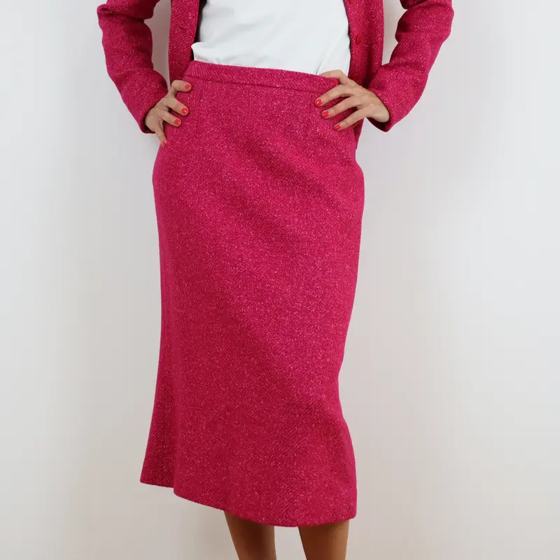 Falda larga midi color rosa fucsia