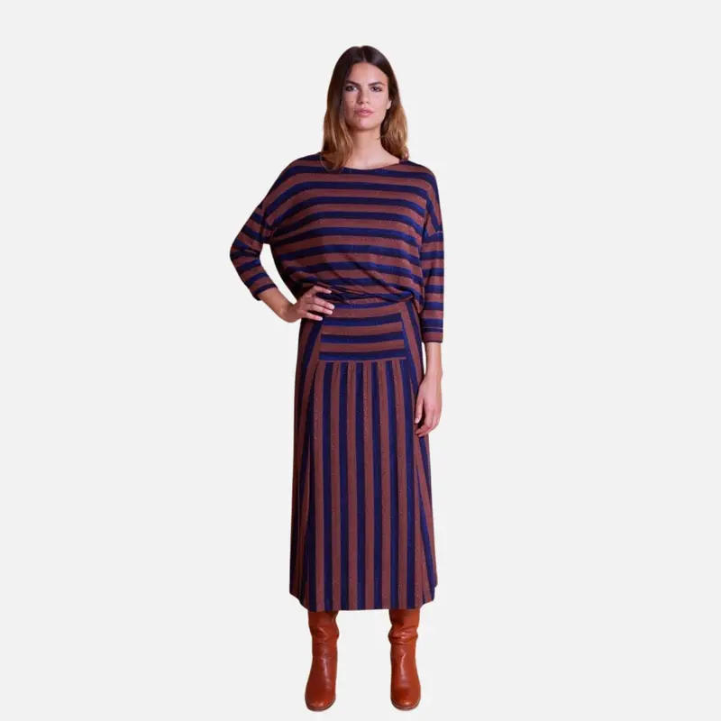 Falda midi de rayas lúrex - Studio Manna