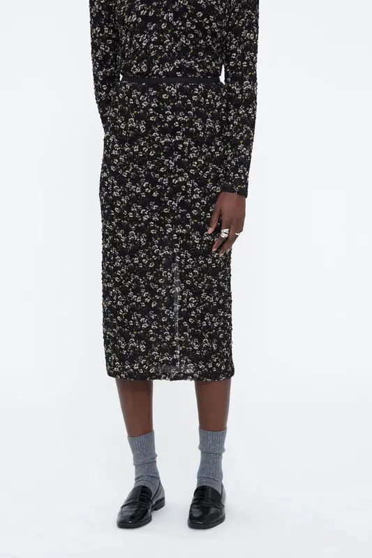 FALDA MIDI ESTAMPADA FLORES