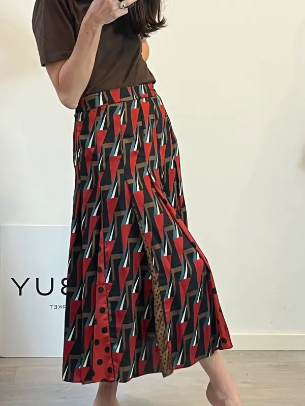 Falda midi tablas estampada