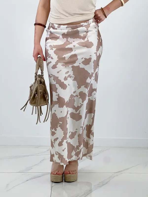 Falda raso estampado vaca