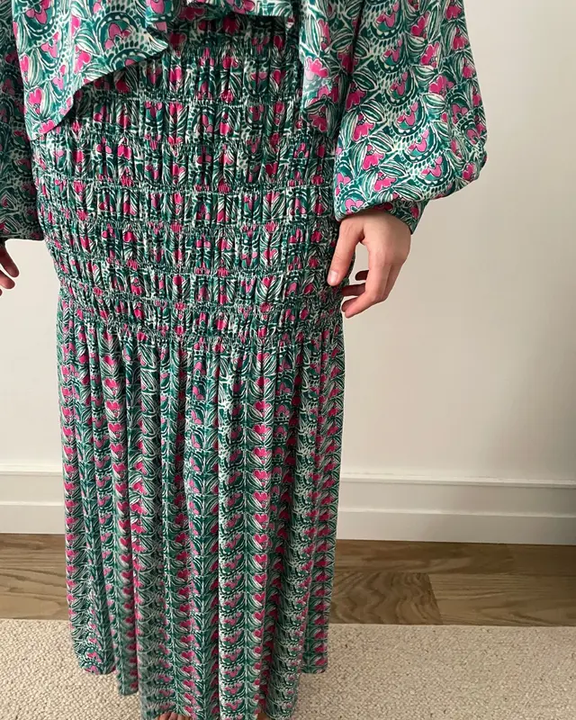 Falda SELMA Green and pink motifs