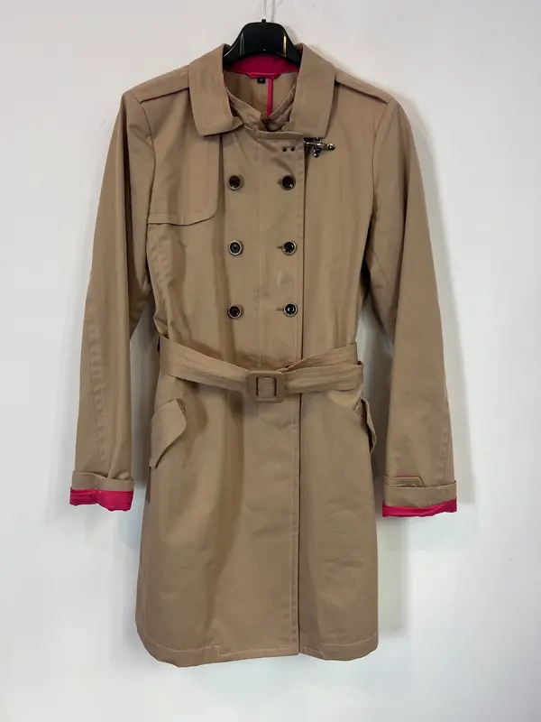 FAY. Gabardina camel detalles en rosa. T M