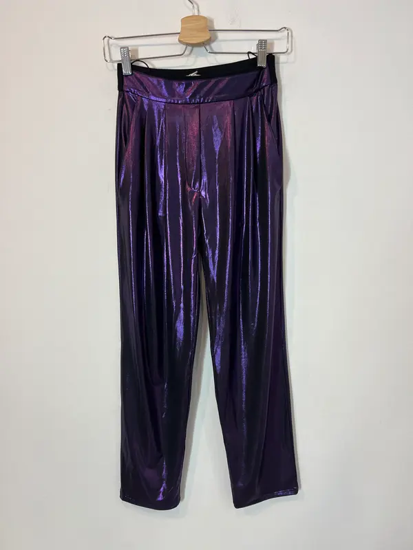 FORTE FORTE. Pantalón morado fluido metalizado T.0(xs)