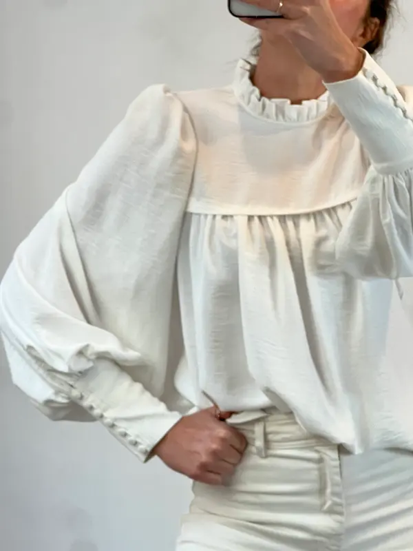 FRAMBUÁ. Blusa fluida blanca T.m