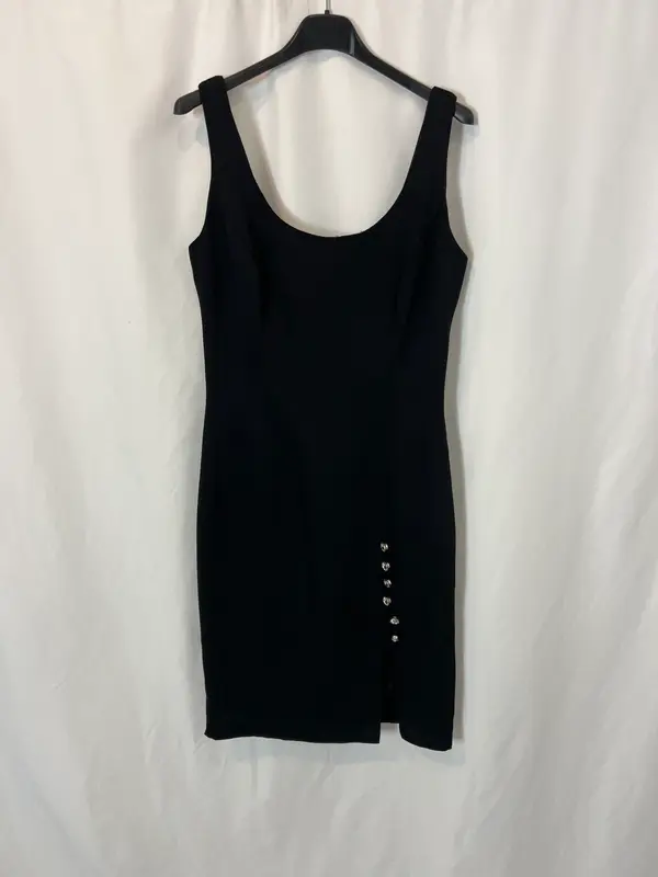 FRANCAIS BY HUEY WALTZER. Vestido negro botones joya. T 6 (36)